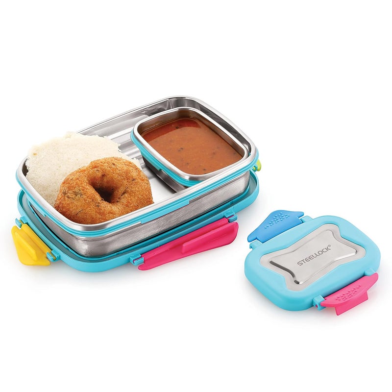 STEELLOCK Smart Stainless Steel Tiffin Lunch Box for School and Office 2pc Set Airtight Leakproof Rectangle 1pc 750ml 1pc 170ml Romeo - Image 3