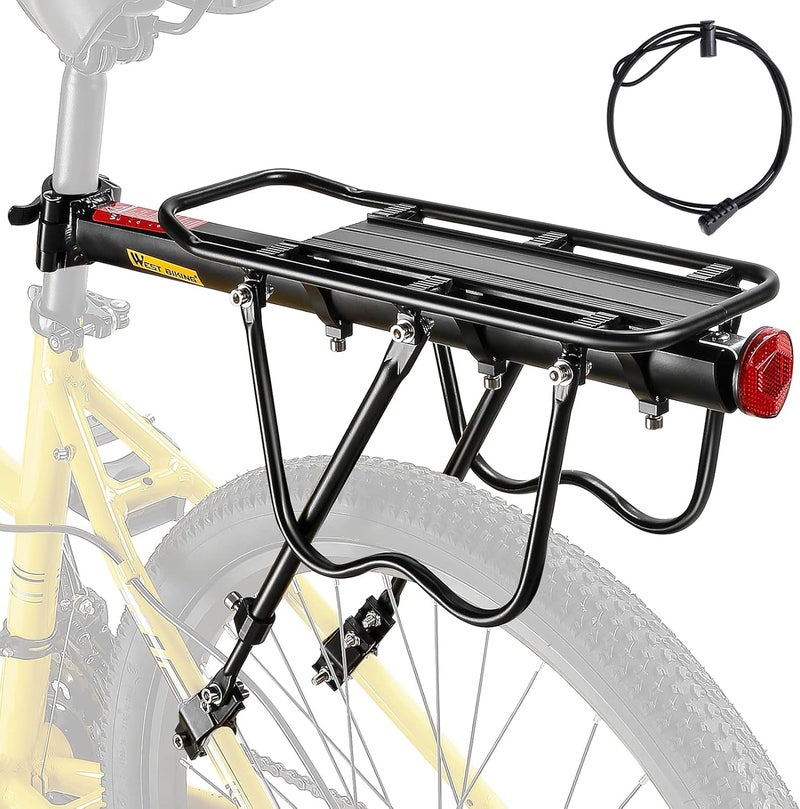 West Biking Adjustable Mountain Bike Pannier Rack - Sturdy Aluminum Cargo Carrier with Reflector, 50 kg Load Capacity - Image 1