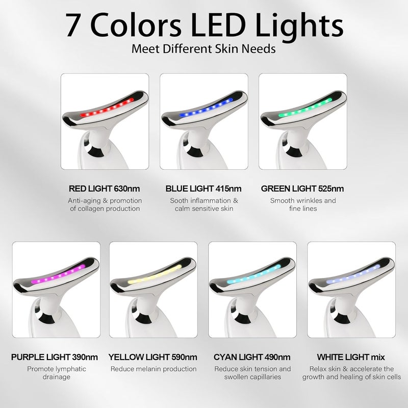 Seven-color LED light therapy beauty stick, home facial skin care light therapy instrument, face and neck blue light red light massage tool - Image 3