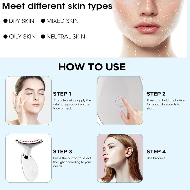 Seven-color LED light therapy beauty stick, home facial skin care light therapy instrument, face and neck blue light red light massage tool - Image 2