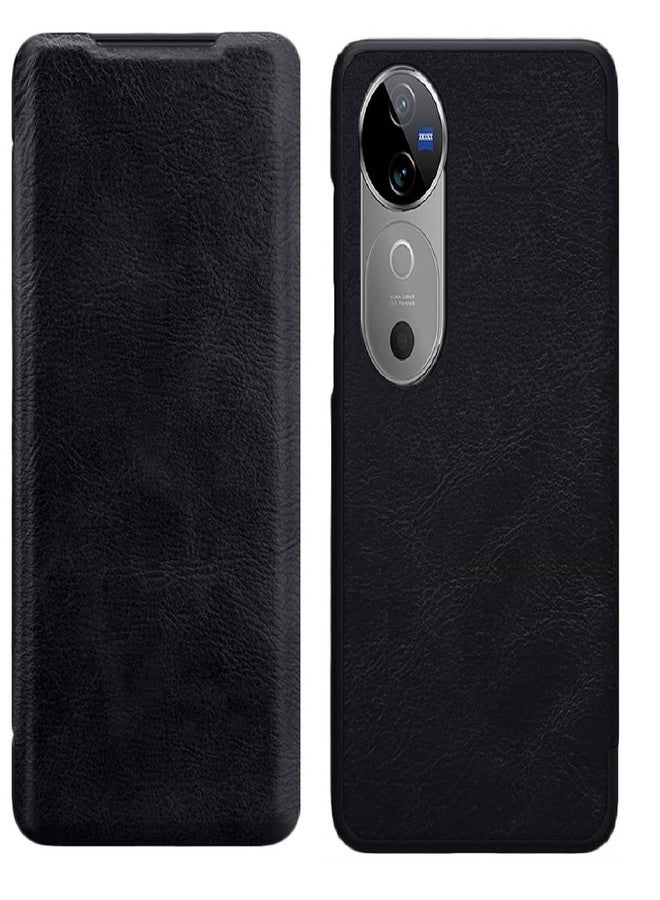 Realtech PU Leather Magnetic Premium Flip Cover with Card Slot Compatible with Vivo V40 5G / Vivo V40 Pro 5G / T3 Ultra 5G - Black - Image 1