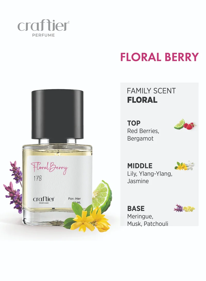 Craftier Perfume Inspired-Divine FLORAL BERRY - Inspired of-DIVINE, Eau De Parfum for Women - 50ml, Long Lasting Floral Fragrance Upto 48 Hrs, Travel Size Women's Perfume for Women | Best Price UAE