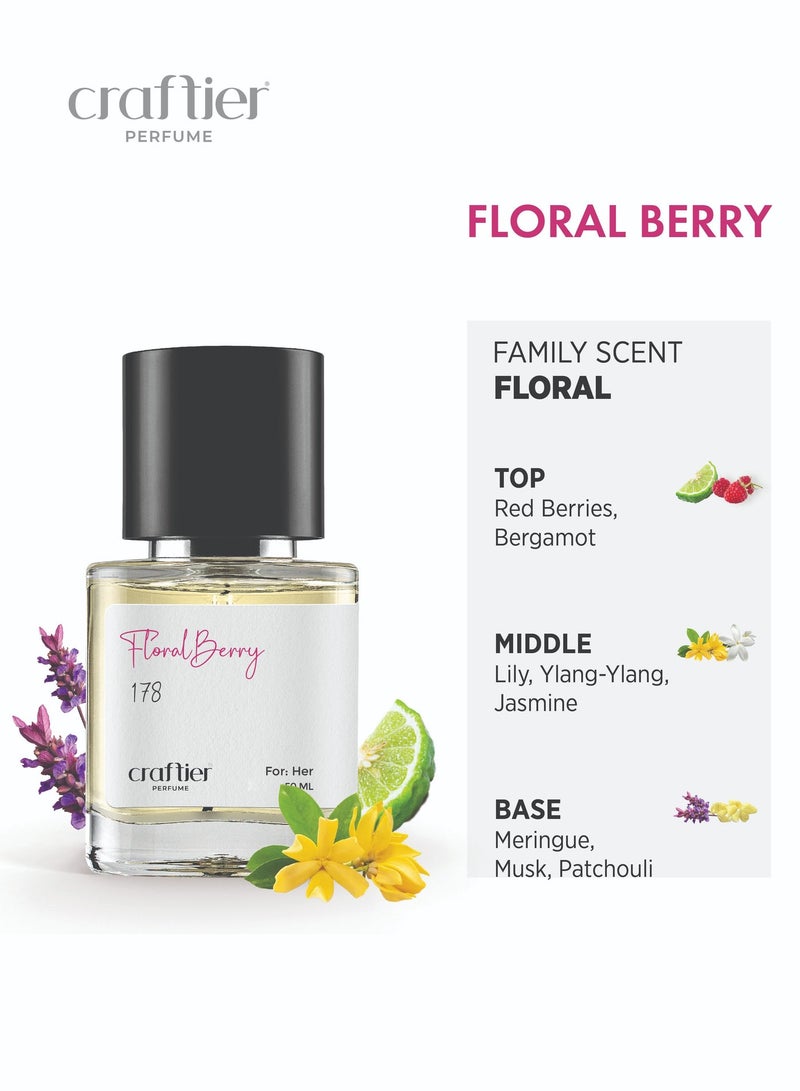 Craftier Perfume FLORAL BERRY - Inspired of-DIVINE, Eau De Parfum for Women - 50ml, Long Lasting Floral Fragrance Upto 48 Hrs, Travel Size Women's Perfume - Image 3