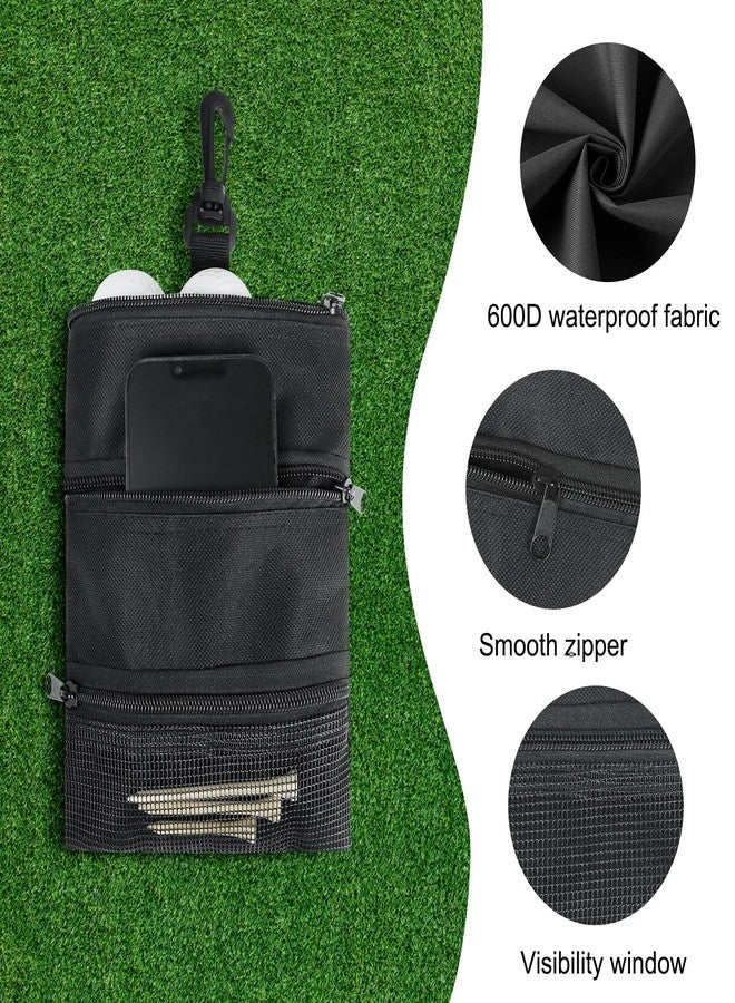 ZHSX Waterproof Golf Tee Bag,3 Pockets Removable Ball Bag for Storing Golf Balls and Other Valuables Items,Clips to Pants and Essential Accessories for Sport Enthusiasts - Image 3