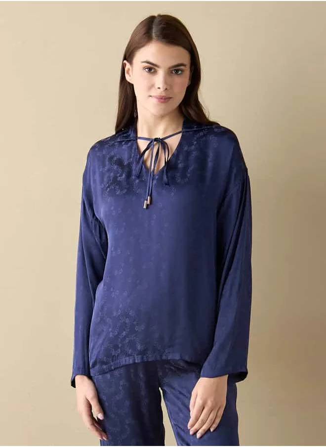 فاف All-Over Floral Detail Long Sleeve Top and Pyjama Set