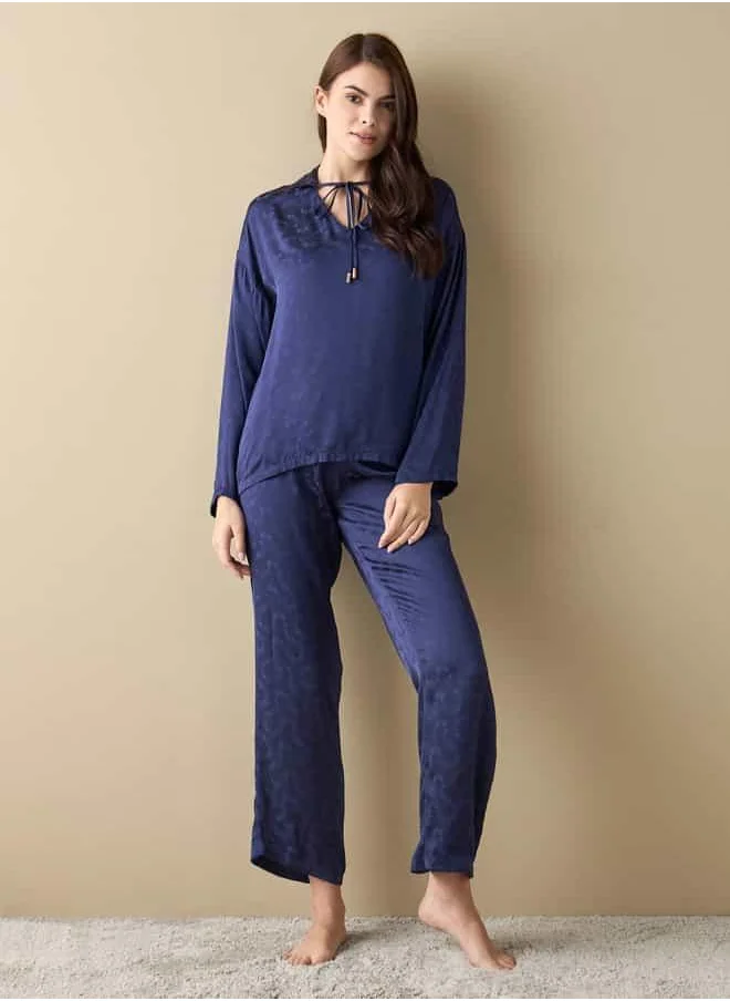 فاف All-Over Floral Detail Long Sleeve Top and Pyjama Set