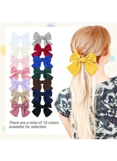 Cinaci Cinaci 15 Pieces 18cm/7" Big Oversized Silky Satin Hair Bows for Women, Large Bow Automatic Spring Hair Clips French Barrettes Accessories for Women Girls Teens Kids  - Image 2