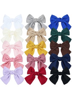 Cinaci Cinaci 15 Pieces 18cm/7" Big Oversized Silky Satin Hair Bows for Women, Large Bow Automatic Spring Hair Clips French Barrettes Accessories for Women Girls Teens Kids  - Image 1