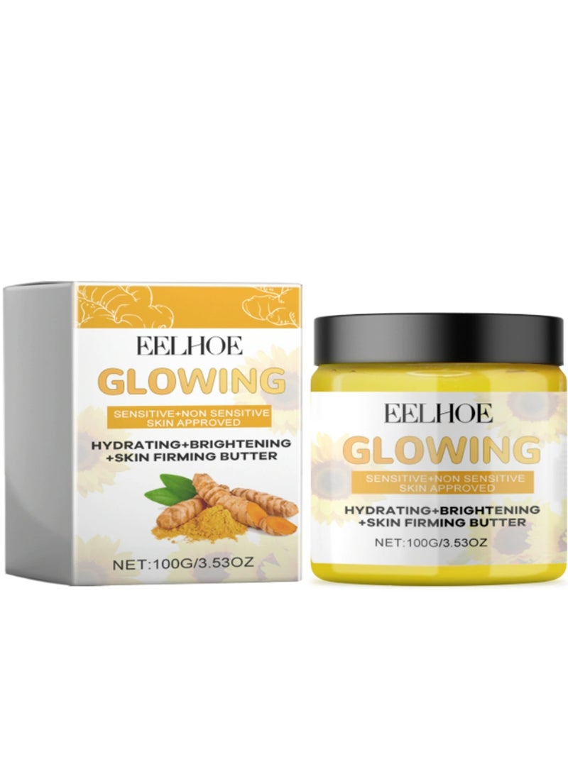 EELHOE Turmeric Face Cream & Whipped Body Butter, Skin Lightening & Anti-Aging, Moisturizer for Dark Spots, Acne, Scars, Sun Damage, Even Skin Tone 100g - Image 1