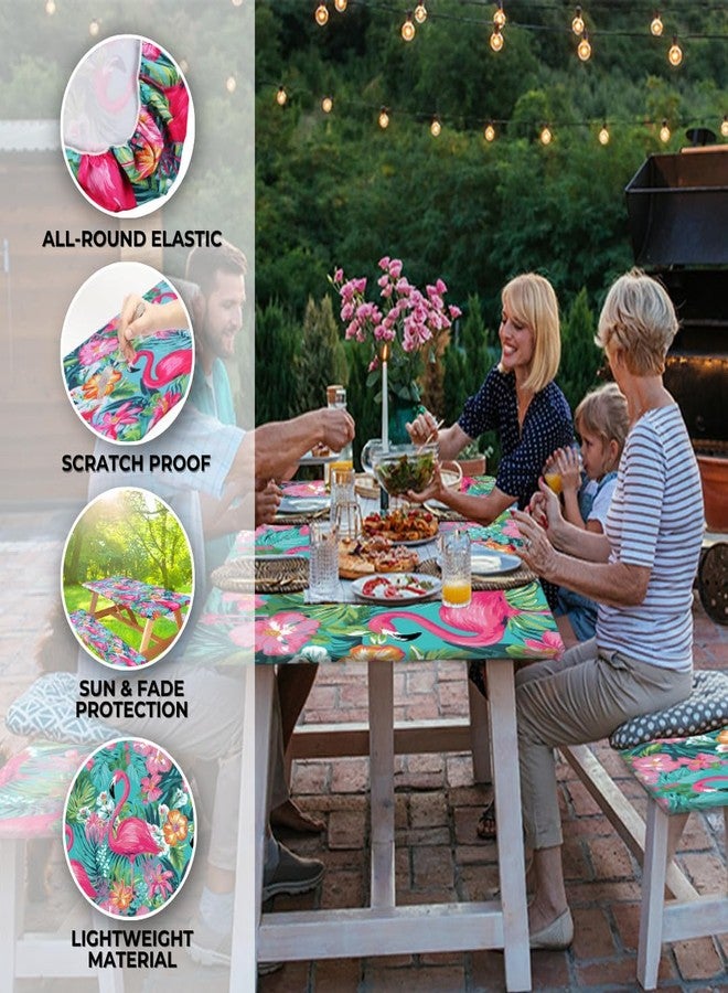 RNOONY 6ft Polyester Picnic Table Cover with Bench Covers and Carrying bag, Elastic all Around,Windproof and Waterproof Picnic Table Covers with Elastic for Camping RV Gear 72x30 Inches 4Pcs - Image 5