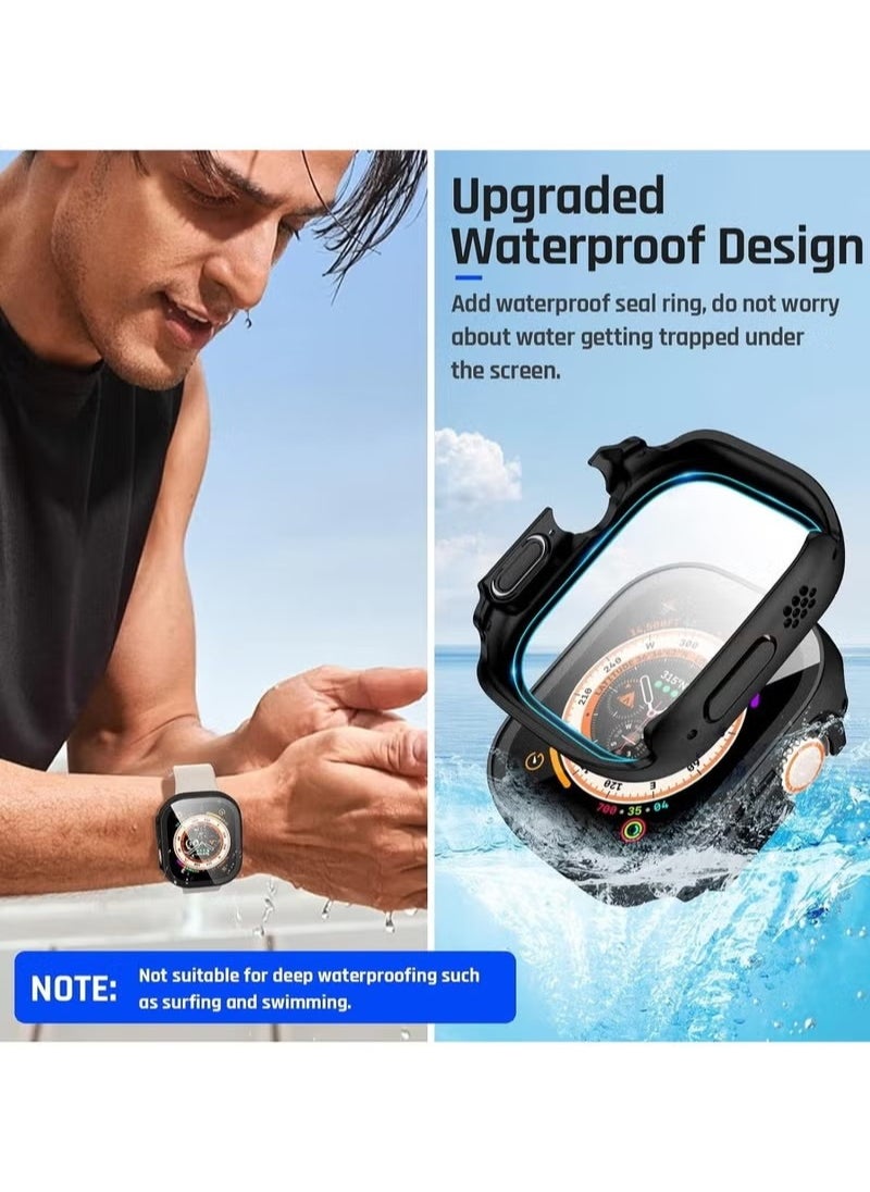 Generic - Waterproof Case for Apple Watch Ultra Ultra2 with 49mm Screen Protector Full Protective Hard PC Bumper Face Cover Accessories Designed for iWatch 49mm（Silver） - Image 1