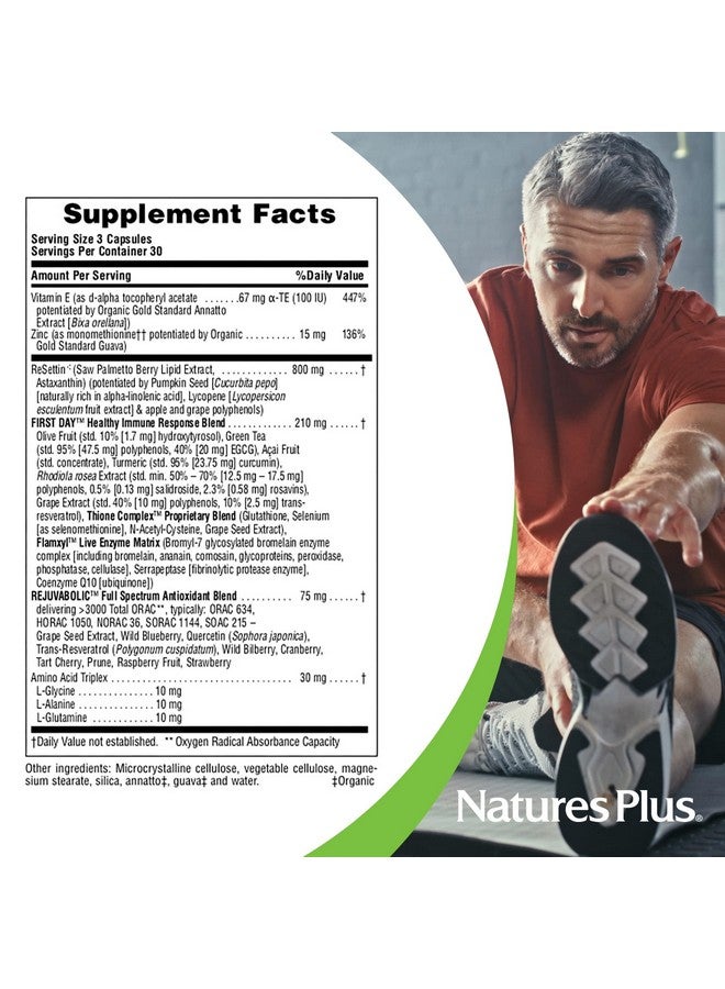 NaturesPlus Natures Plus AgeLoss Prostate Support - 90 Capsules - with Zinc, Lycopene, Vitamin E, Pumpkin Seed & Saw Palmetto - Vegetarian, Gluten Free - 30 Servings - Image 4