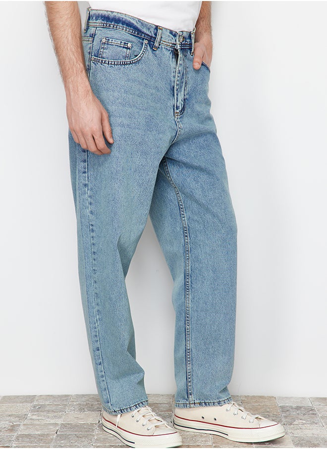 trendyol Blue Wide Leg Jeans Loose Denim Trousers TMNSS22JE0229  - Image 1