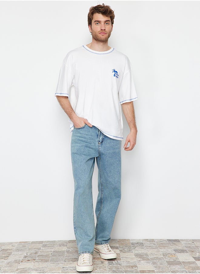 trendyol Blue Wide Leg Jeans Loose Denim Trousers TMNSS22JE0229  - Image 2