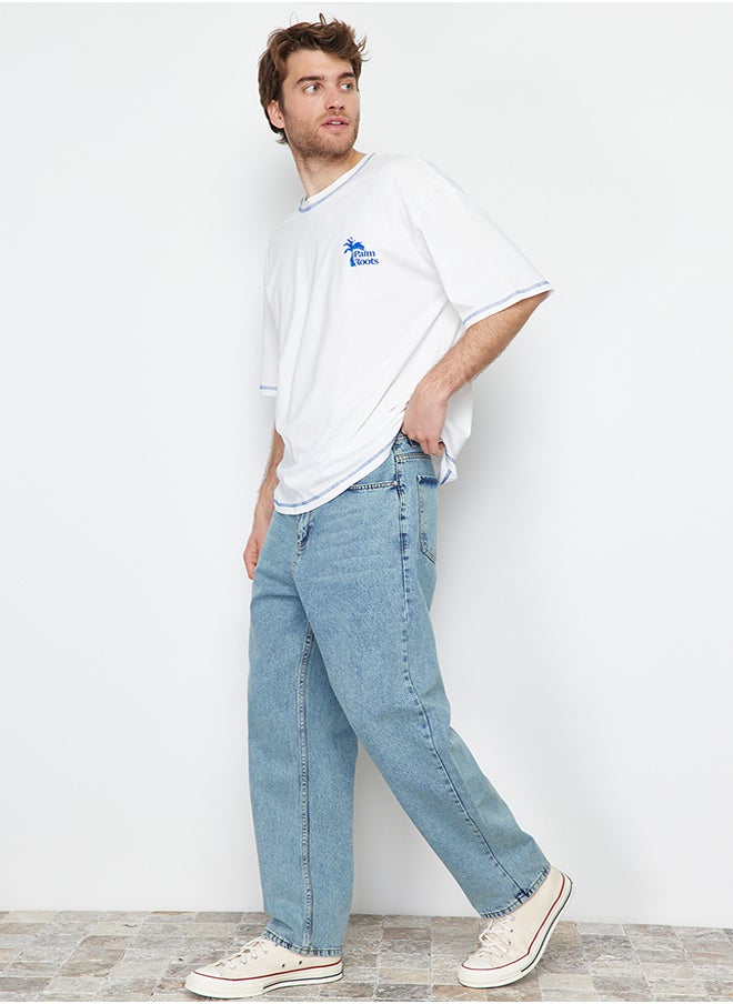 trendyol Blue Wide Leg Jeans Loose Denim Trousers TMNSS22JE0229  - Image 3