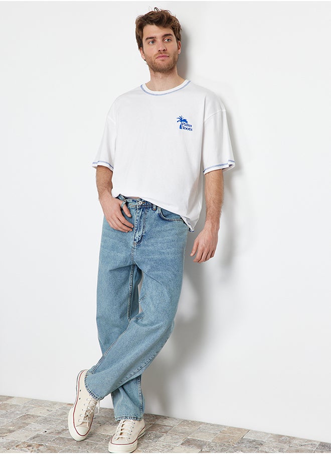 trendyol Blue Wide Leg Jeans Loose Denim Trousers TMNSS22JE0229  - Image 4