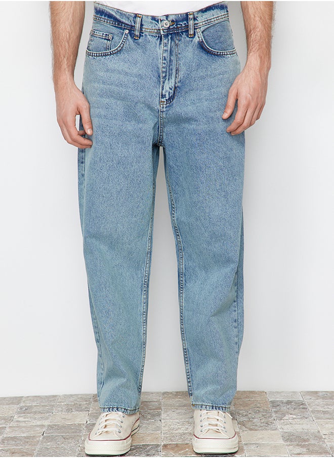 trendyol Blue Wide Leg Jeans Loose Denim Trousers TMNSS22JE0229  - Image 5