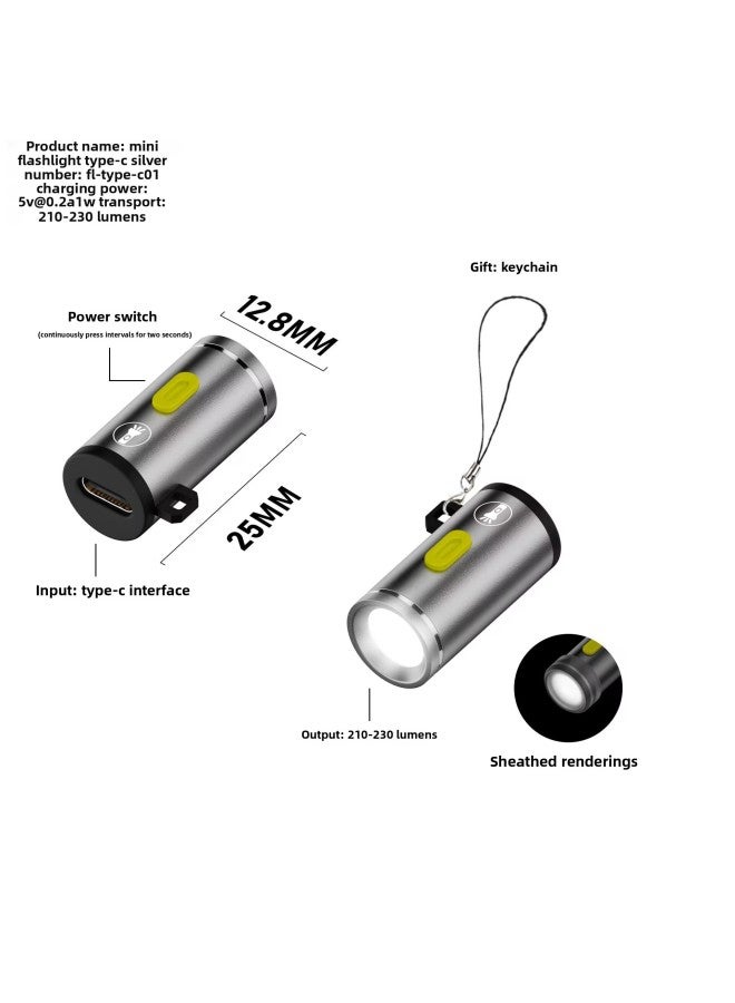 Portable Mini Flashlight Mobile Phone Charging Treasure Type-c Power Supply Outdoor Household Emergency Small Flashlight Work Lamp 