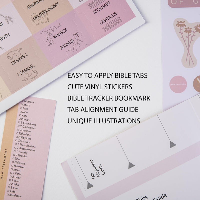 DiverseBee Laminated Bible Tabs with Book Illustrations (Large Print, Easy to Read), Personalized Bible Journaling Tabs, 66 Book Tabs and 6 Blank - Symbols Theme - Image 2
