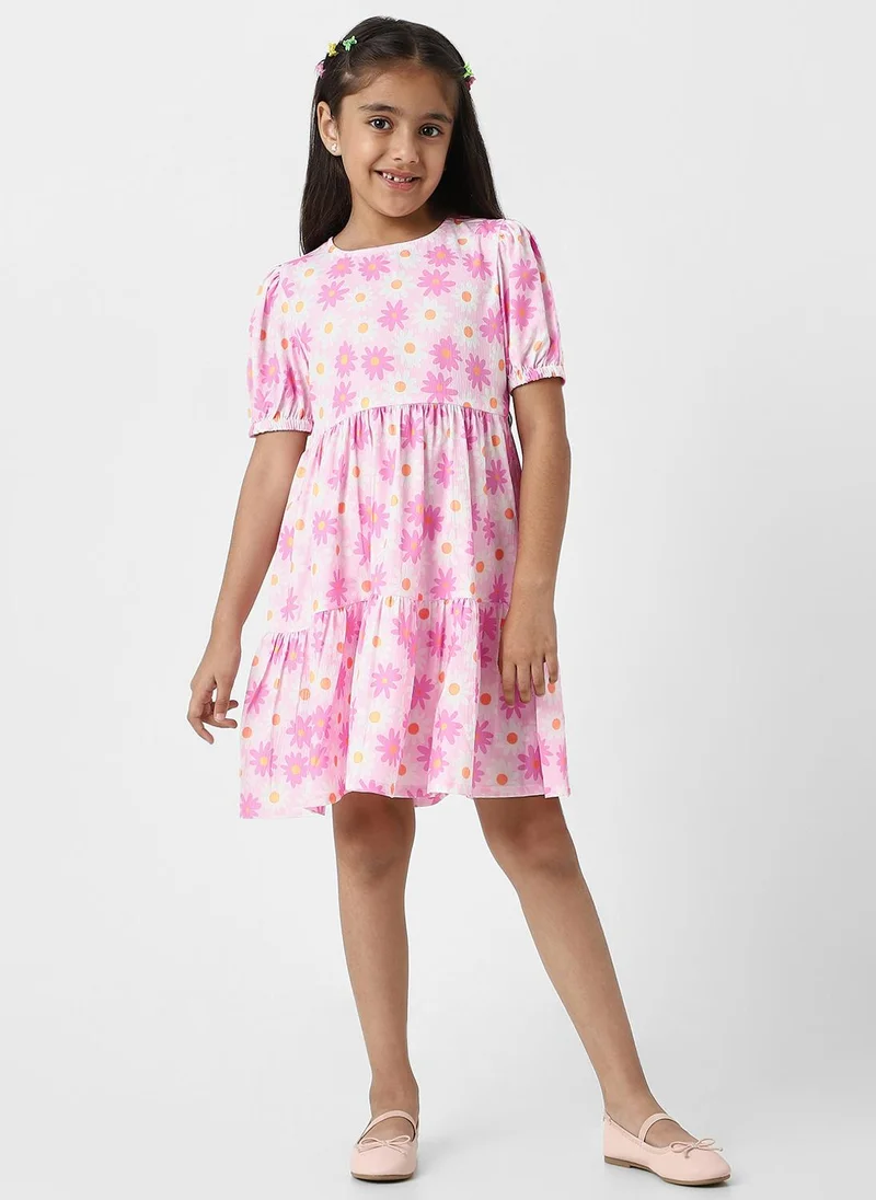 Nautinati Nautinati Girls’ Pink Floral Cotton Dress