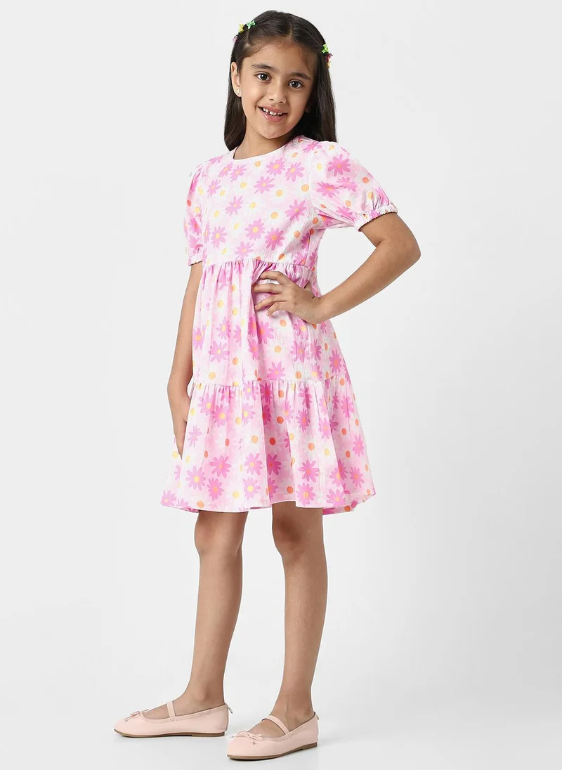 Nautinati Nautinati Girls’ Pink Floral Cotton Dress