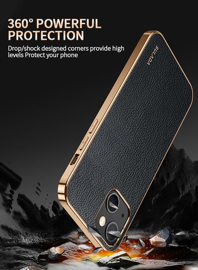 GROIC IPhone 14 Max Case 6.7 Inch Luxury Leather Cover Wireless Charging Support, Slim Leather Protective IPhone 14 Max Cover Case - Black - Image 5