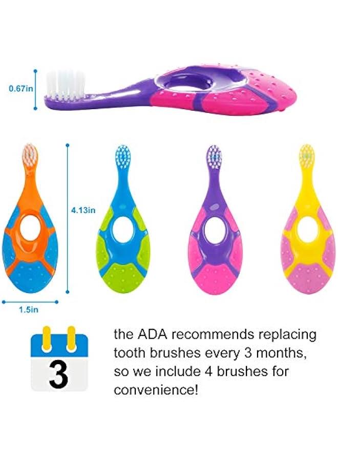 Baby Toothbrush for 0-2 Years, Safe and Sturdy, Toddler Oral Care Teether Brush, Extra Soft Bristle for Baby Teeth and Infant Gums, Dentist Recommended (4-Pack) - Image 2