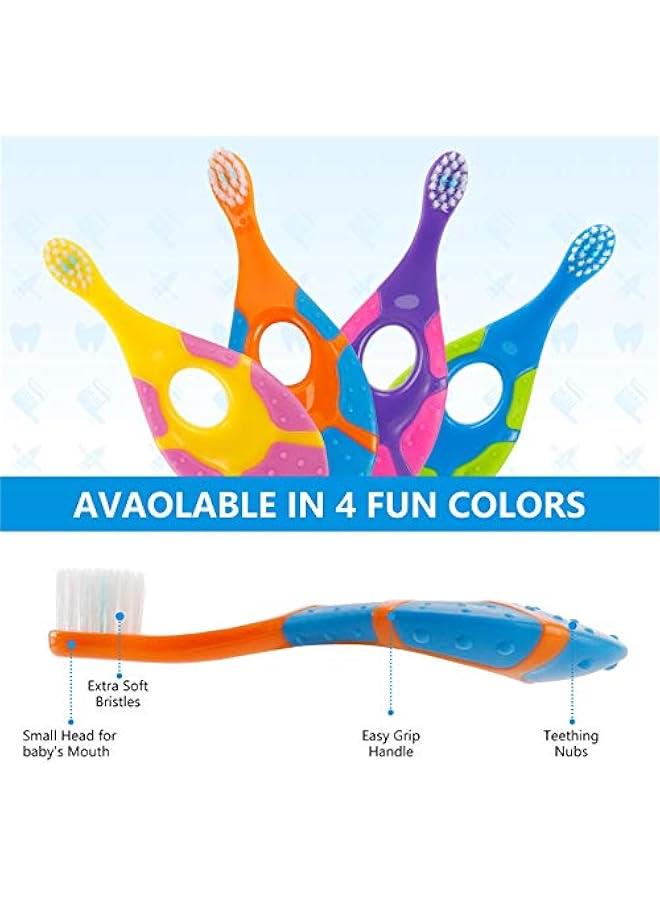Baby Toothbrush for 0-2 Years, Safe and Sturdy, Toddler Oral Care Teether Brush, Extra Soft Bristle for Baby Teeth and Infant Gums, Dentist Recommended (4-Pack) - Image 4