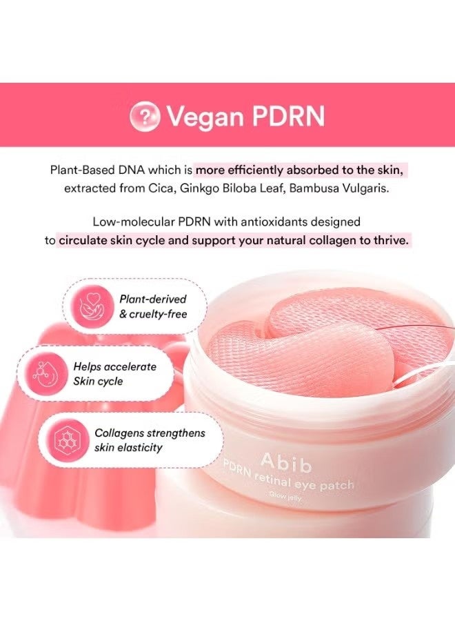 abib PDRN Retinal Eye Patch Glow jelly 60 Patches, Korean Under Eye Patches for Puffy Eyes and Dark Circles, Anti-Wrinkle, Collagen, Caffeine, Niacinamide - Image 3