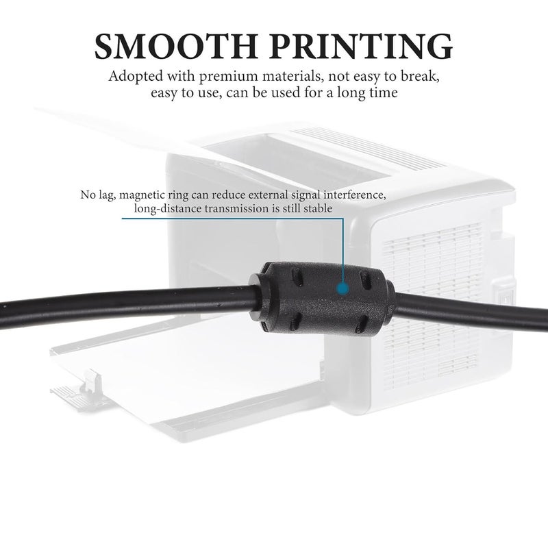 SMASOLO USB 2.0 Printer Cable 5 Meters Black with Copper Core for Household and Office Printing Machines, Universal Printer and Fax Machine USB Data Cord Compatible with Scanners - Image 5