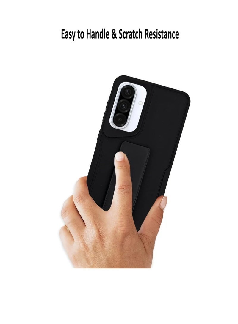 إلترازون Case Cover For Samsung Galaxy A36 – 3-in-1 Shockproof Protective Case with Magnetic Hand Grip Stand, Drop-Resistant Rugged TPU + PC Back Cover with Ring Holder – Black - Image 3