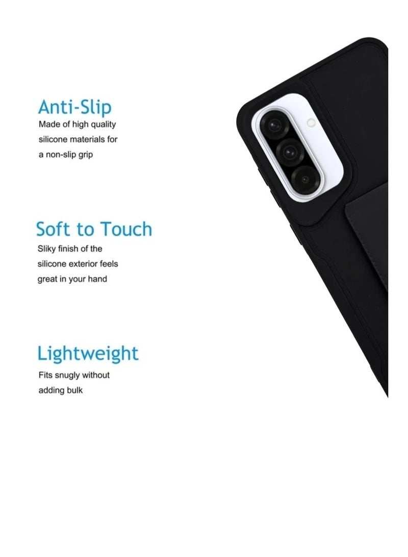 إلترازون Case Cover For Samsung Galaxy A36 – 3-in-1 Shockproof Protective Case with Magnetic Hand Grip Stand, Drop-Resistant Rugged TPU + PC Back Cover with Ring Holder – Black - Image 4