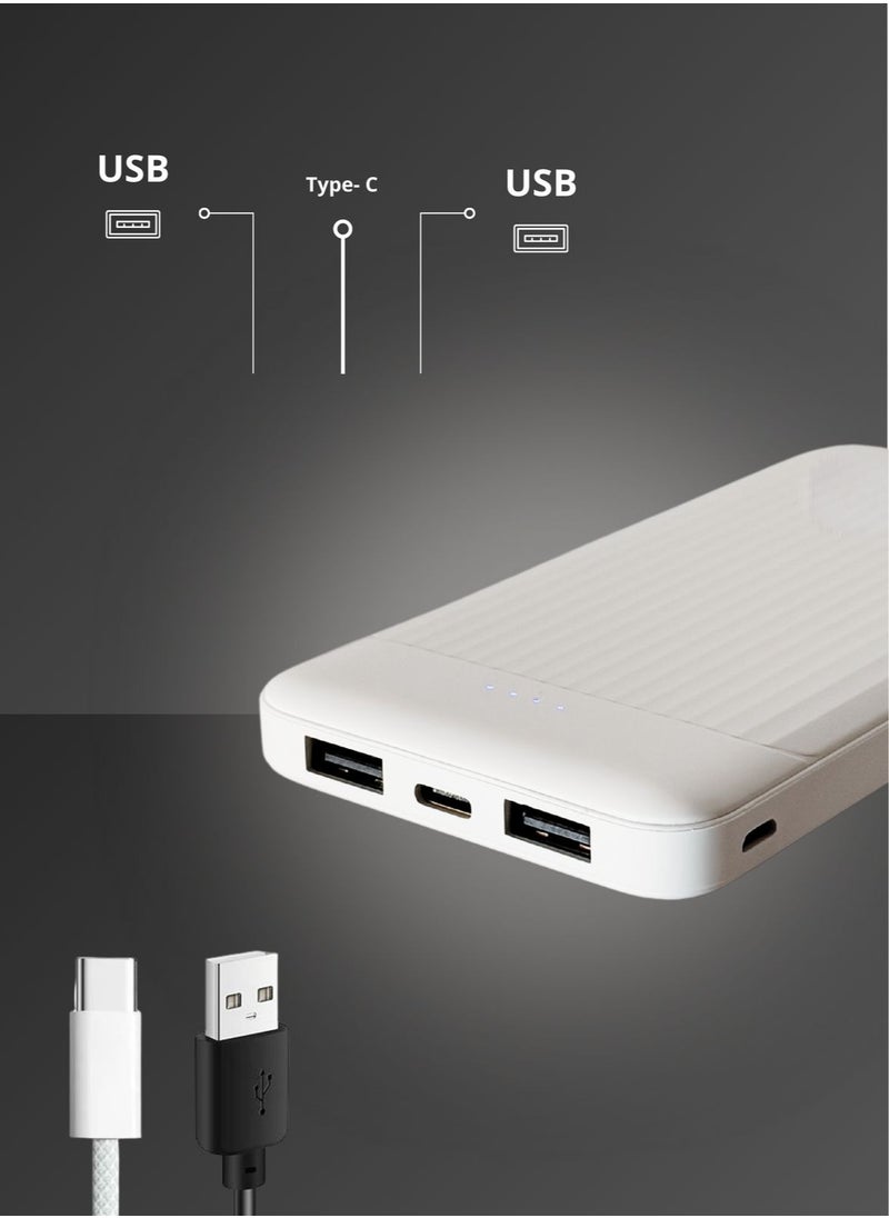 Generic - 10,000mAh Power Bank Portable Charger (Rated Capacity: 7,000mAh) – Charge Smartphones, Tablets, Gaming Devices, Bluetooth Gadgets, and More Simultaneously – Compact, Travel-Friendly Design for On-the-Go Power – White. - Image 1