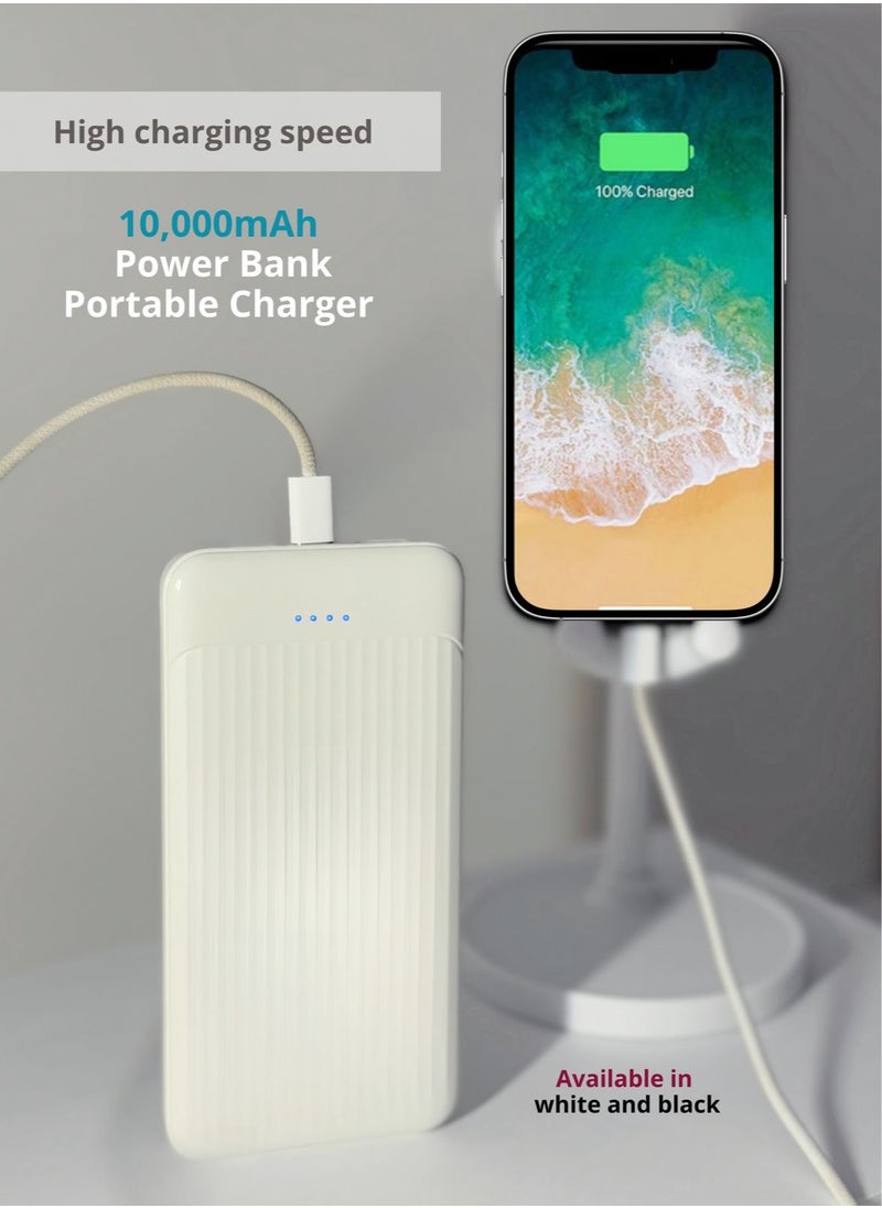 Generic - 10,000mAh Power Bank Portable Charger (Rated Capacity: 7,000mAh) – Charge Smartphones, Tablets, Gaming Devices, Bluetooth Gadgets, and More Simultaneously – Compact, Travel-Friendly Design for On-the-Go Power – White. - Image 1
