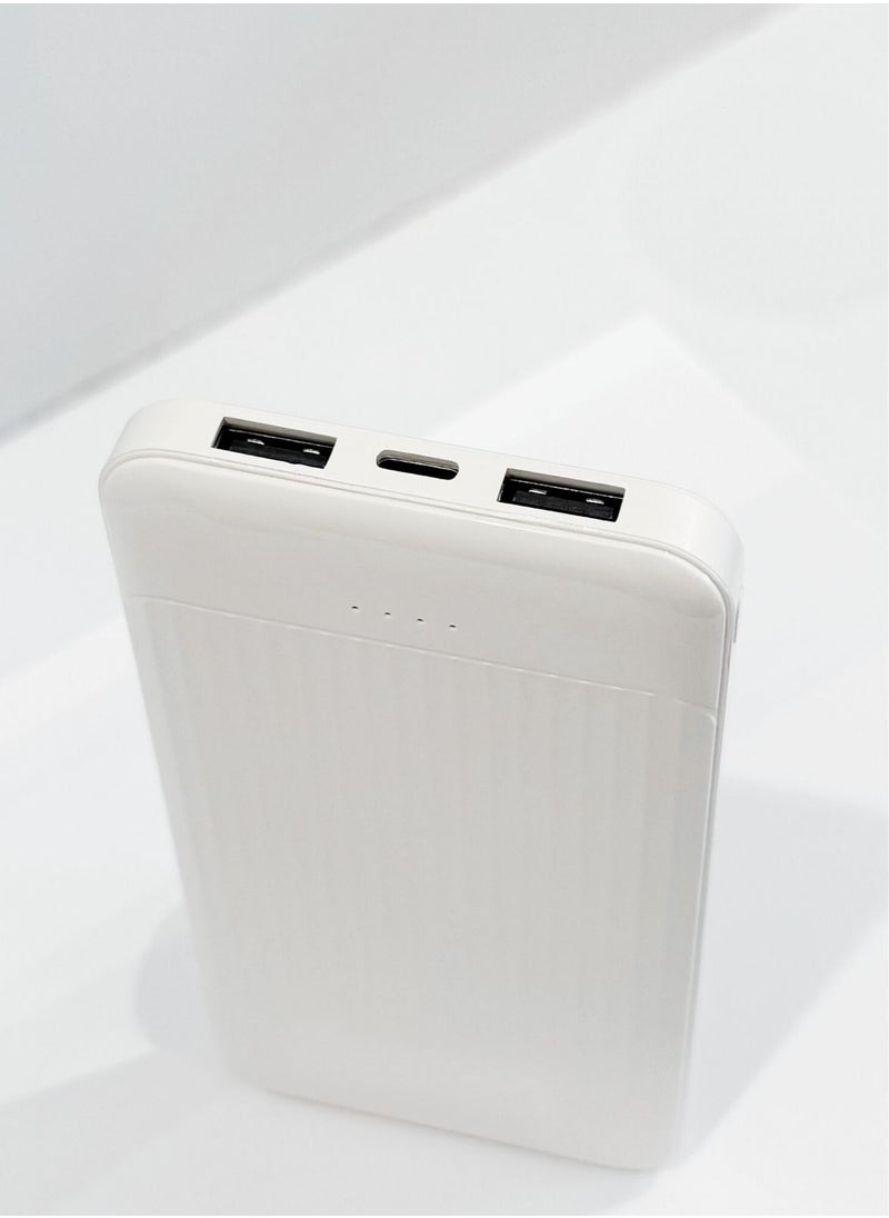 Generic - 10,000mAh Power Bank Portable Charger (Rated Capacity: 7,000mAh) – Charge Smartphones, Tablets, Gaming Devices, Bluetooth Gadgets, and More Simultaneously – Compact, Travel-Friendly Design for On-the-Go Power – White. - Image 1