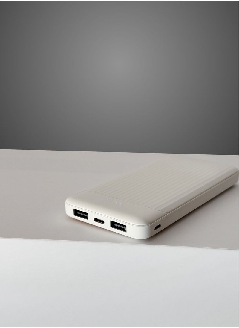 Generic - 10,000mAh Power Bank Portable Charger (Rated Capacity: 7,000mAh) – Charge Smartphones, Tablets, Gaming Devices, Bluetooth Gadgets, and More Simultaneously – Compact, Travel-Friendly Design for On-the-Go Power – White. - Image 1