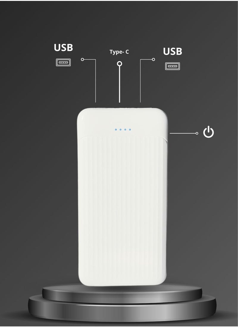 Generic - 10,000mAh Power Bank Portable Charger (Rated Capacity: 7,000mAh) – Charge Smartphones, Tablets, Gaming Devices, Bluetooth Gadgets, and More Simultaneously – Compact, Travel-Friendly Design for On-the-Go Power – White. - Image 1