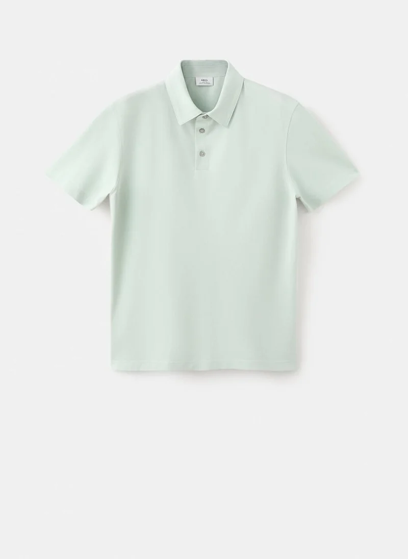 Mango Man 40-VERDE PASTEL Slim-Fit Cotton-Piqué Polo Shirt for Men | Best Price UAE