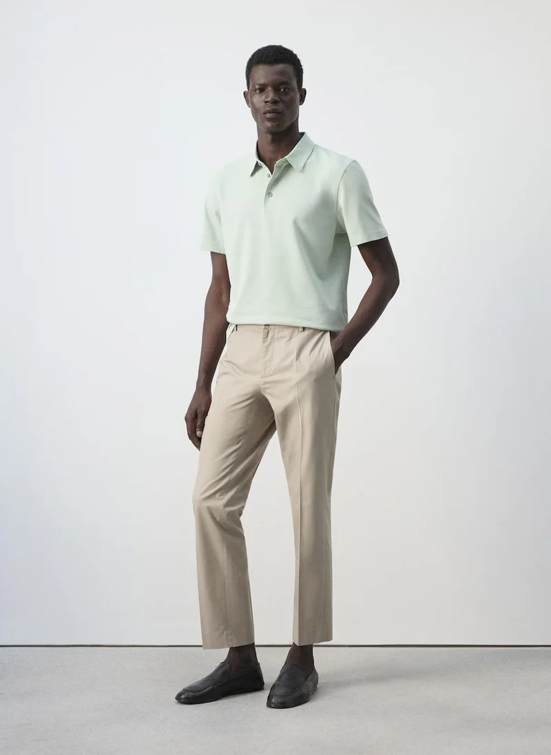 Mango Man 40-VERDE PASTEL Slim-Fit Cotton-Piqué Polo Shirt for Men | Best Price UAE