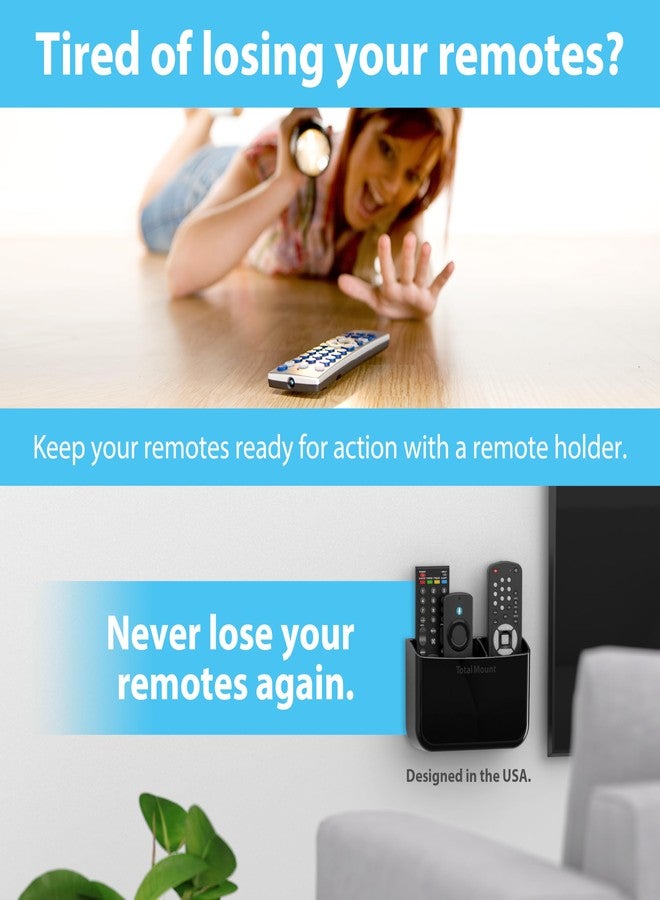 TotalMount Hole-Free Remote Holder - Eliminates Need to Drill Holes in Your Wall (Premium Black Holder for 2 or 3 Remotes) - Image 2