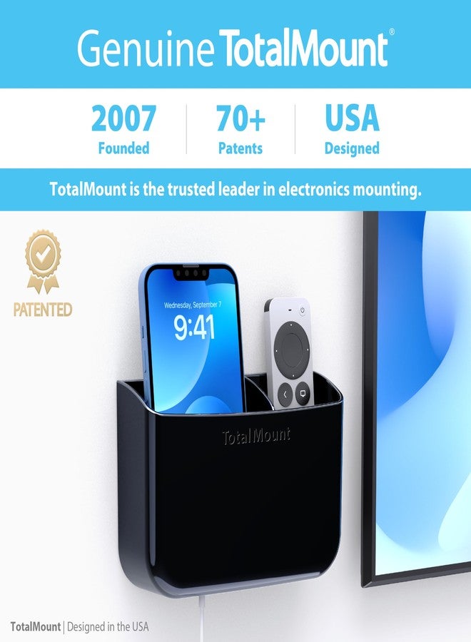 TotalMount Hole-Free Remote Holder - Eliminates Need to Drill Holes in Your Wall (Premium Black Holder for 2 or 3 Remotes) - Image 5