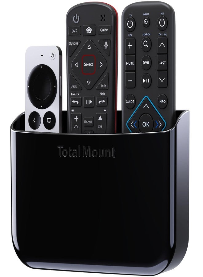TotalMount Hole-Free Remote Holder - Eliminates Need to Drill Holes in Your Wall (Premium Black Holder for 2 or 3 Remotes) - Image 1