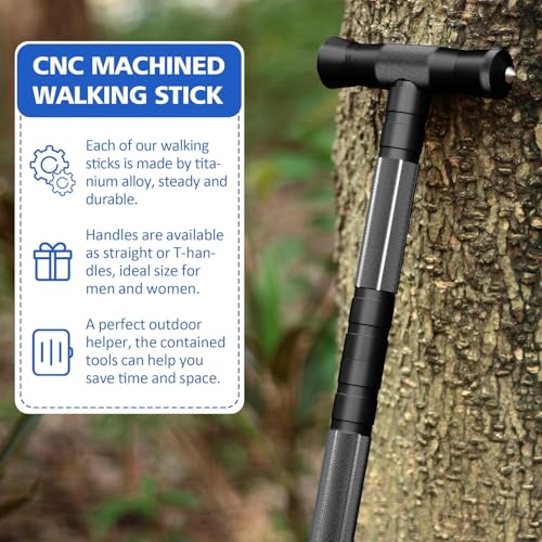 aiGear Tactical Stick Hiking Walking Staff - Trekking Poles Outdoor Tactical Staff Adjustable Hiking Stick for Survival Camping Hiking - Image 3
