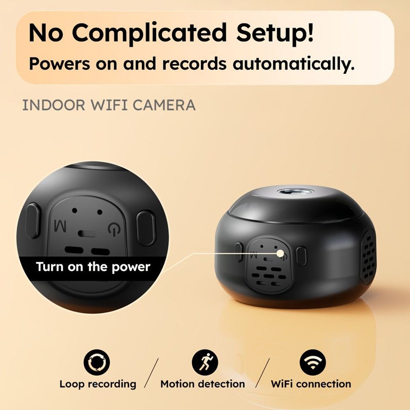 Black Smart Wireless Security Camera 2 4Ghz Indoor Wifi USB Rechargeable Pet Cam - Image 3