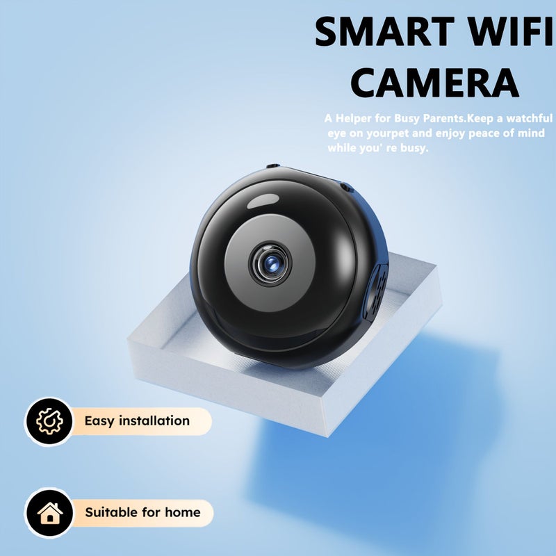 Black Smart Wireless Security Camera 2 4Ghz Indoor Wifi USB Rechargeable Pet Cam - Image 1