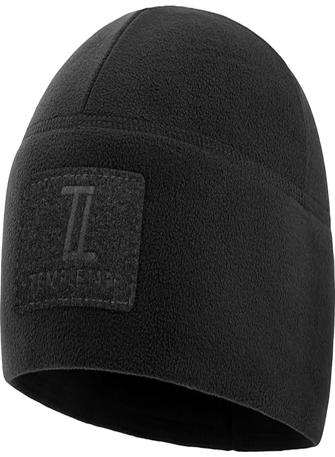 Temple Tape Tactical Beanie Hat - Front & Back Patch Panel - Multi Season Military Hats for Men - Mens Patch Army Beanies - Black - One Size - Image 1