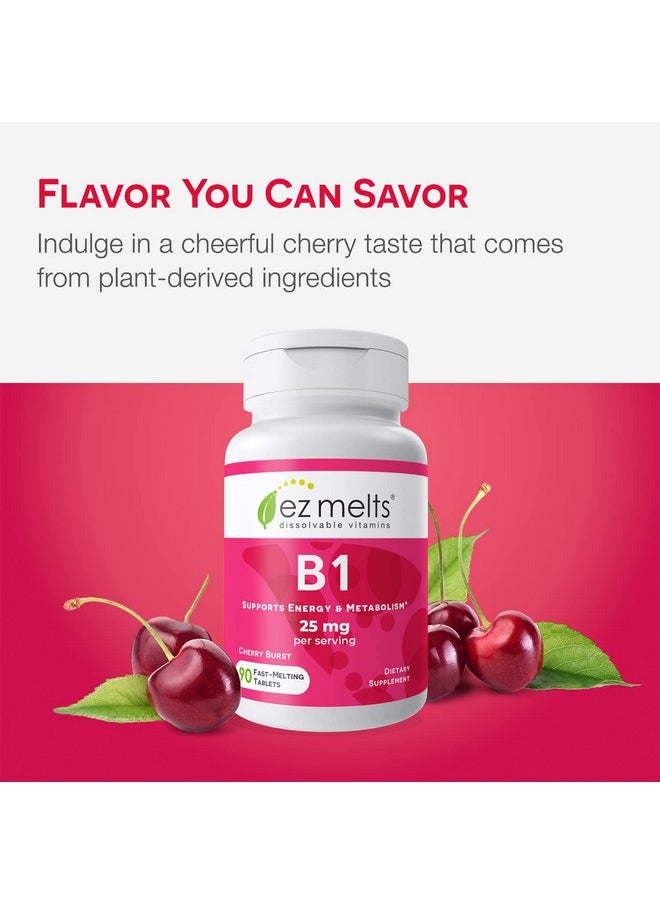 EZ Melts - Dissolvable Vitamin B1 Supplement To Support Healthy Energy Levels Vegan B1 Vitamin Tablets Promote Overall Wellbeing Zero Sugar Thiamine B1 Supplement Vitamin B1 Thiamine Supplement - Image 1