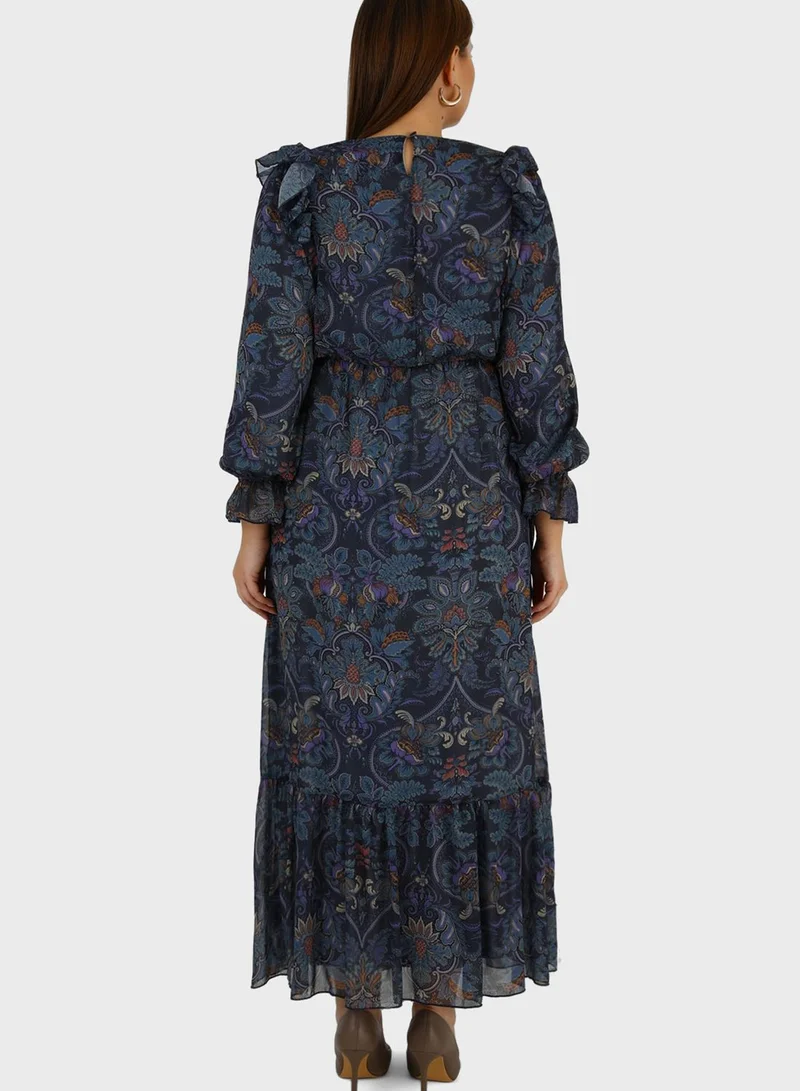 Alia by modanisa Floral Print Ruffled Dress