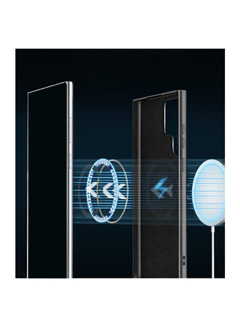 Wtech Samsung Galaxy S25 Ultra 5G 2025 Support Wireless Charging Magnetic Cover Texture PU Leather  Phone Case Cover  (MCMPMN) - Grey - Image 5