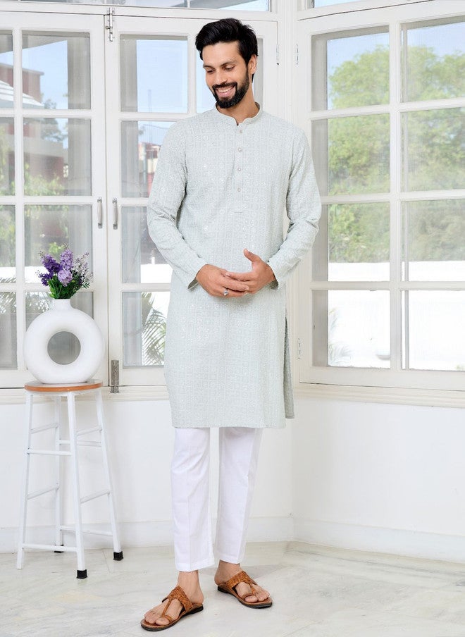 see designs Embroidered Thread Work Kurta for Men - Image 5